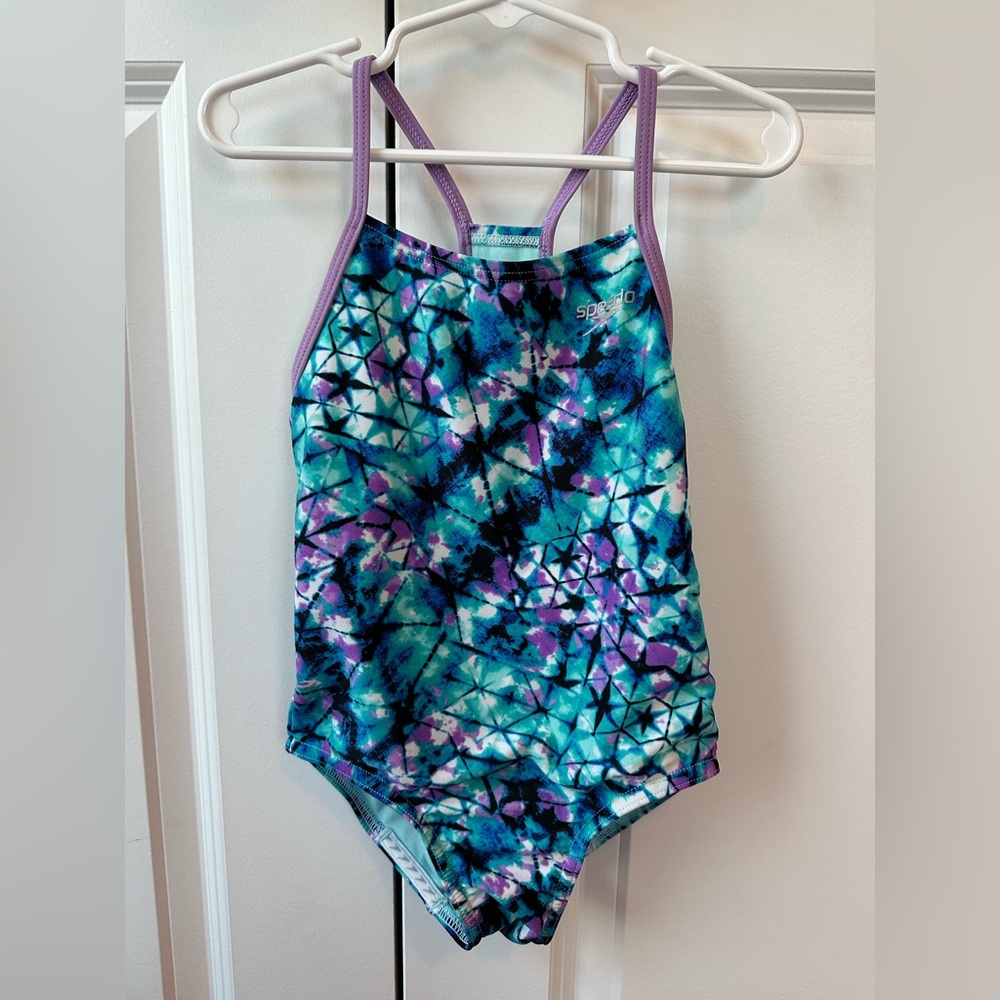 Speedo Girls Purple & Blue One Piece Swimsuit (Size XS)